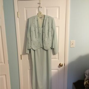 Beautiful Mint Green Evening Gown with Matching Jacket